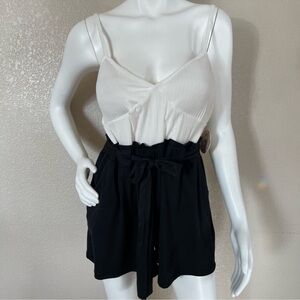 White and Black Sleeveless Romper